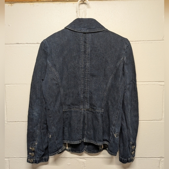 J. Jill (Size 6) Denim Blazer Jean Jacket Cotton Linen Blend Blue - Picture 5 of 9